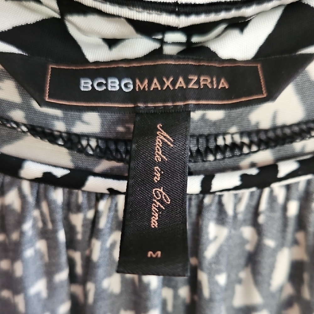 BCBGMaxAzria Black and White Patterned Backless Dress - Picture 2 of 4